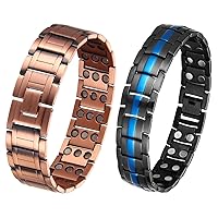 MagEnergy Magnetic Bracelets for Men Adjustable with 3500 Gauss Magnets Pain Relief for Arthritis and Carpal Tunnel Migraines Tennis Elbow