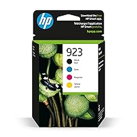 923 Black, Cyan, Magenta, Yellow Ink Cartridges (4-Pack) | Works OfficeJet 8120 Series, OfficeJet Pro 8130 Series | Eligible for Instant Ink | 6C3Y6LN