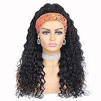 Headband Wig Human Hair Wigs for Black Women Water Wave Brazilian Hair Gluessless Wigs 14 inches Natual Colour
