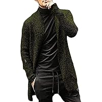 Men Trench Coat Knitted Casual Loose Fit Open Front Cardigan Sweaters Jacket