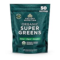 Super Greens Powder, Organic Superfood Powder with Probiotics Made with Spirulina, Chlorella, Matcha, and Digestive Enzymes, 50 Servings, 14.1 oz