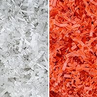 MagicWater Supply - White & Orange (1/2 LB per color) - Crinkle Cut Paper Shred Filler great for Gift Wrapping, Basket Filling, Birthdays, Weddings, Anniversaries, Valentines Day