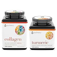 Youtheory Collagen Advanced with Vitamin C, 290 Count (1 Bottle) Turmeric Advanced with Black Pepper (BioPerine) 120 Count (1 Bottle)
