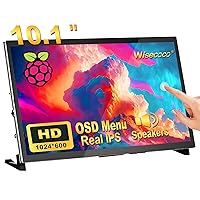 No-Cable-Needed Dual-Speaker with OSD 10.1 inch Raspberry Pi LCD Touch Screen Portable Monitor IPS 1024 * 600 HDMI Touchscreen Display for RPi 4B 4 3b+ 3 2 Zero B B+ Windows Drive-Free