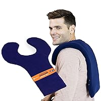 SunnyBay Shoulder and Upper Back Heating Pad, Microwavable Cold or Heated Neck and Shoulder Wrap, Weighted Moist Pain Relief Pack with Washable Cover and Flaxseed Filling, Extra Large, Navy Blue
