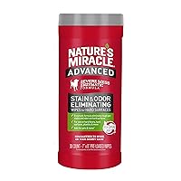 Nature’s Miracle Advanced Stain And Odor Eliminating Wipes for Hard Surfaces 30 Count, Enzymatic Formula Eliminates Tough Pet Messes