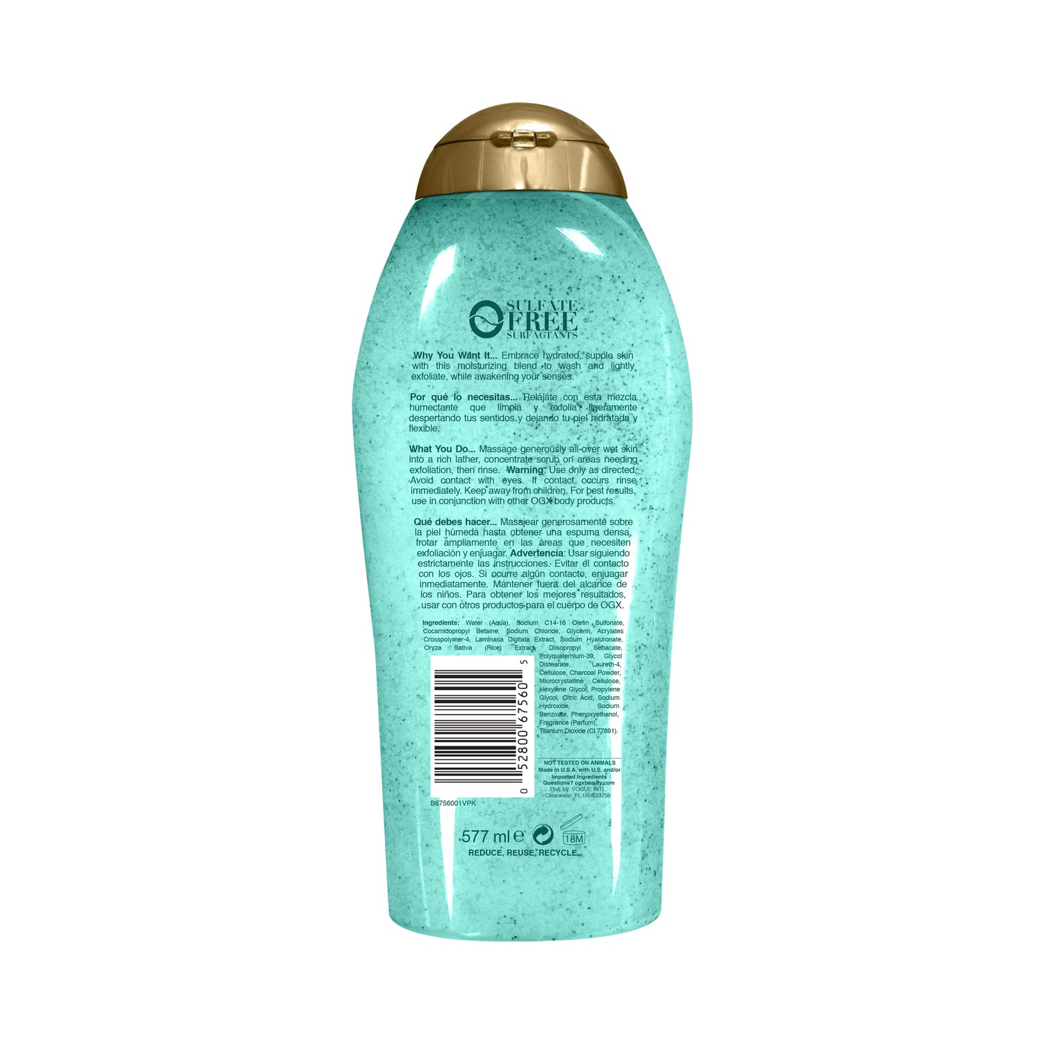 OGX Sea Kelp & Hyaluronic Acid Body Scrub & Wash 19.5 fl oz & Coffee Scrub and Wash, Coconut 19.5 Fl Oz & Extra Creamy + Coconut Miracle Oil Ultra Moisture Body Wash, 19.5 Fl Oz