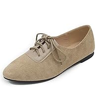 Women's Faux Suede Lace-up Pointed Toe Flat Loafers Leisure Comfort Light Slip Ons Softsole Non-Slip Orthotic Work Walking Shoes