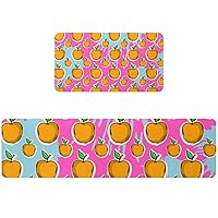 Colorful Big Yellow Apple Kitchen Mat Set of 2, Cushioned Anti Fatigue Kitchen Rugs, Nos Slip Kitchen Mats for Floor, Heavy Duty Standing Mat for Kitchen, Sink, Office