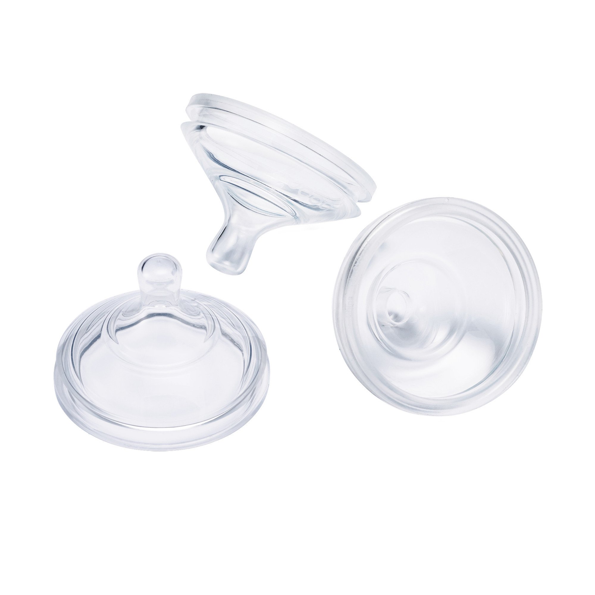 Boon NURSH Silicone Replacement Nipple, Air-Free Feeding, Stage 1 Slow Flow, Birth and Up (Pack of 3)