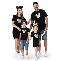 Disney Mickey and Friends Family Matching Outfits Mommy and Me Dresses Short Sleeve T-Shirt Bodycon Dress Matching Set Black