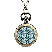 Paisley Designs Classic Quartz Pocket Watch with Chain Arabic Numerals Scale Watch