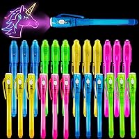 [ 2 Style ] 24 Pack Invisible Ink Pen with UV Black Light Classroom Gifts for Kids Secret Spy Pens Magic Disappearing Ink Markers School Supplies Birthday Party Favors for Boys Girls Goodie Bags Toys
