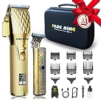 FADEKING® Professional Hair Clippers for Men - Cordless Beard Trimmer for Men, LCD Display Hair Clippers and Trimmer Set for Barber Haircut, Mens Grooming Kit with Travel Case, Gifts for Men