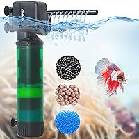 Oiibo 3-in-1 Adjustable Aquarium Filter for 40-150 Gallon, Internal Ceramic Balls&Bio-Sponges Power Water Filter with Air Tube, Silent Submersible Filter, 320GPH