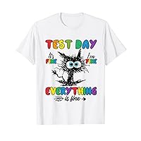 Test Day Funny Stressed Cat Teacher Student Kids Testing Day T-Shirt