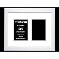 2 Opening Glass Face White Picture Frame to Hold 5 by 7 inch Photographs Including 10x16-inch White Mat Collage