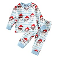 My 1st Christmas Outfits Santa Claus Print Long Sleeve Tops+Jogger Pants Baby Girl Winter Clothes Set