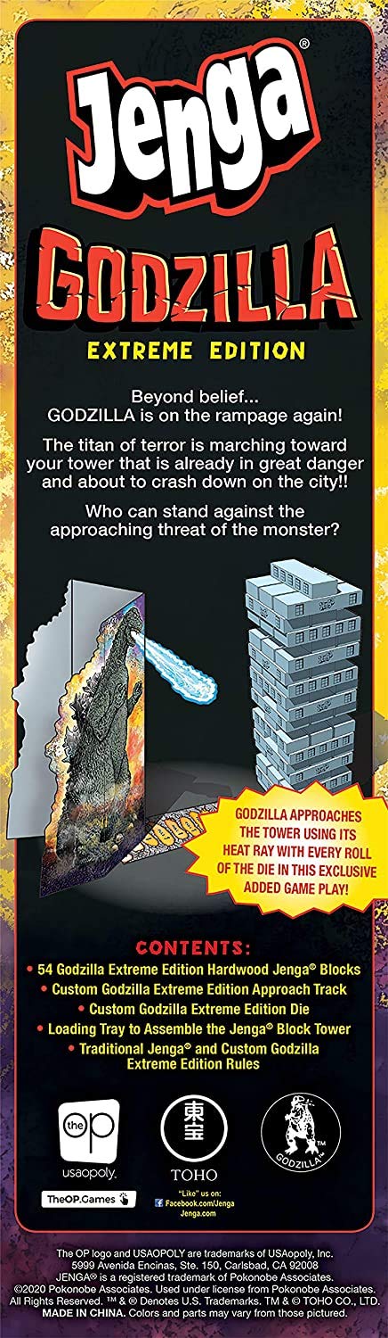 USAOPOLY Jenga: Godzilla Extreme Edition | Based on Classic Monster Movie Franchise Godzilla | Collectible Jenga Game | Unique Gameplay Featuring Movable Godzilla Piece