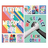 S&O Set of 8 Diversity Posters for Classroom - Classroom Posters Diversity Decorations - School Counselor Office Decor - Everyone is Welcome Here Sign - High School Classroom Decor - Safe Space Sign