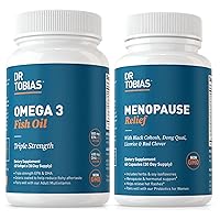 Omega 3 Fish Oil & Menopause Relief Supplements Support Heart, Brain, Immune, Hot Flash Relief & Night Sweats for Women, Non-GMO, 60 Capsules