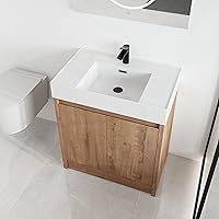 30 Inch Freestanding Bathroom Vanity with Sink, 30'' Floor Standing Bathroom Vanity, Modern Vanity with 2 Doors and White Resin Basin Sink Top (036-30)