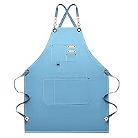 Apron, Adjustable Chef Apron for Women and Men with Large Pockets, Cooking Kitchen Apron with Back Straps