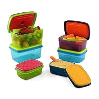 Fit & Fresh Kids' Healthy Lunch Set, 14-Piece Value Reusable Container Set with Removable Ice Packs, Leak-Proof, BPA-Free, Portion Control, Multicolor