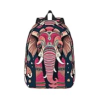 Bohemian Elephant Pattern Print Canvas Backpack For Women Outdoor Travel Bag Men'S Casual Daypack Zippered Rucksack