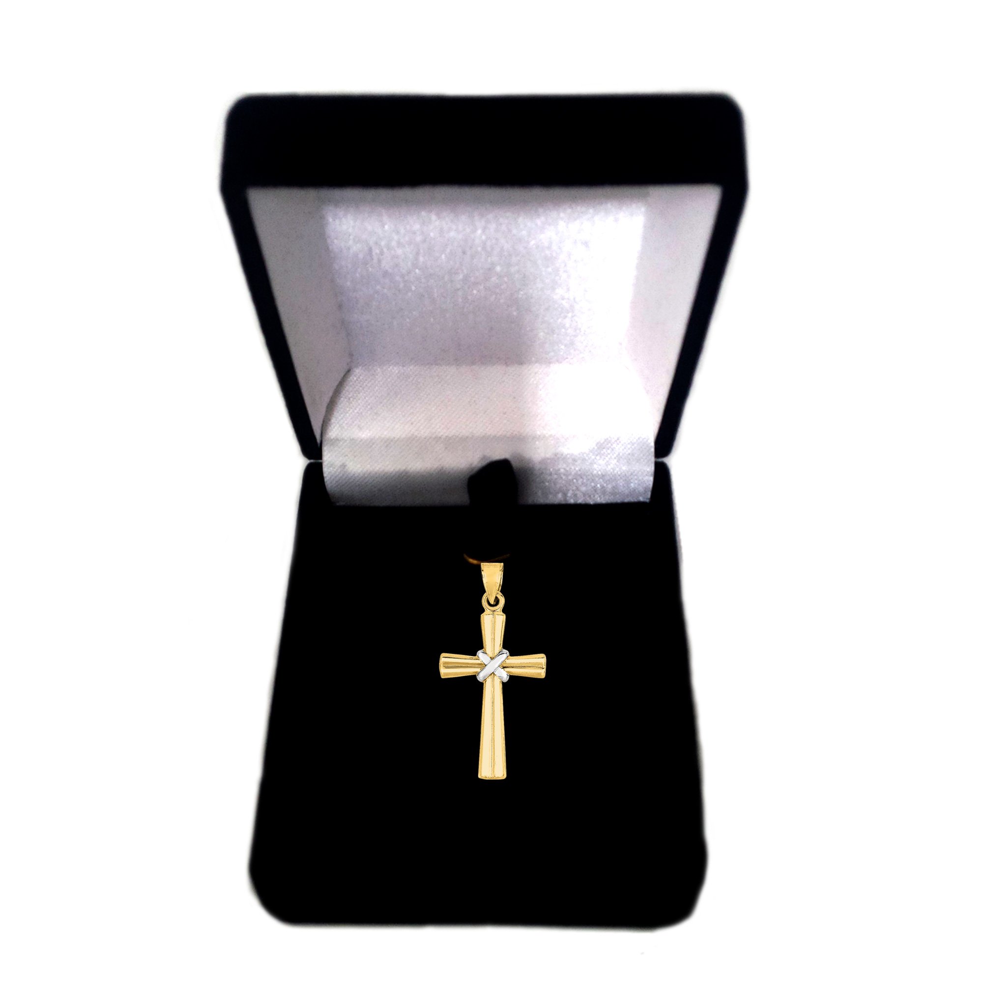 Jewelry Affairs 14k 2 Tone Gold Shiny Finish Cross Unisex Pendant