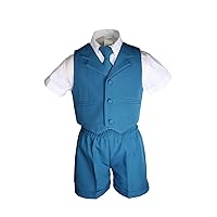 Teal Boys Infant Baby Formal 4pc Vest Necktie Sets Shorts Suits Size S-4T