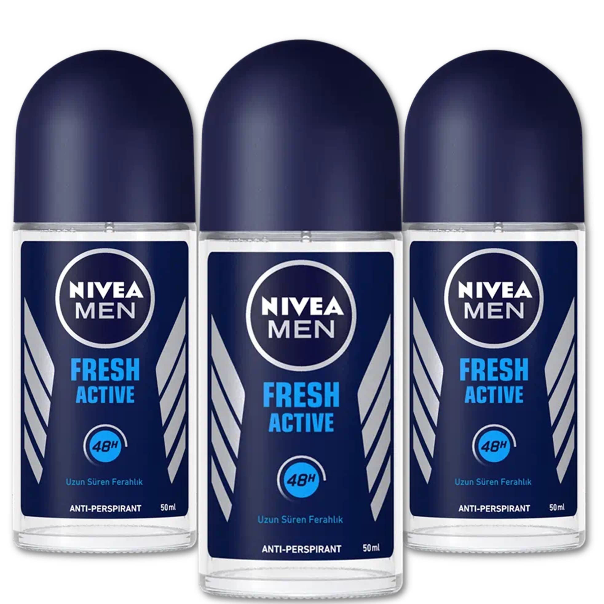 Nivea Men Anti Perspirant Roll On, Fresh Active Longlasting Freshness Ocean Extracts, 48 Hour Protection, 1.7 Ounce (Pack of 3)