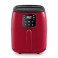 DASH Tasti-Crisp™ Electric Air Fryer Oven, 2.6 Qt., Red – Compact Air Fryer for Healthier Food in Minutes, Ideal for Small Spaces - Auto Shut Off, Digital, 1000-Watt