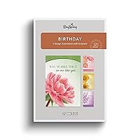DaySpring - There is No One Like You - 4 Floral Birthday Card Assortment with Scripture - 12 Birthday Boxed Cards & Envelopes (U1199)