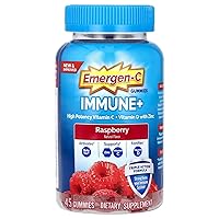 Emergen-C Immune+ Immune Gummies, Vitamin D Plus 750 mg Vitamin C, Immune Support Dietary Supplement, Caffeine Free, Gluten Free, Raspberry Flavor - 45 Count