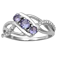 0.45 Ctw Natural Tanzanite Round 925 Sterling Silver Stylish Ring