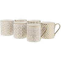 Certified International Mosaic 14 oz. Gold Plated Mugs, Set of 6, 6 Count (Pack of 1), RED