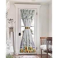 Sunflower Blackout Door Curtains for French, Glass,Front, Back, Patio Door, Thermal Insulated Rod Pocket Window Curtain Drapes With Tiebacks, Wildflowers Eucalyptus Lavender Spring Summer 25