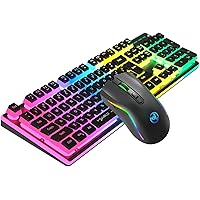 Wireless Gaming Keyboard and Mouse Combo, Ergonomic Computer Keyboard with 4800 DPI Wireless Mouse, Rechargeable RGB Backlit Gaming Keyboard for Windows/MacOS/Laptop (Black)