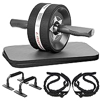 Ab Rollers Wheel Kit, Exercise Wheel Core Strength Training Abdominal Roller Set with Push Up Bars, Resistance Bands, Knee Mat Home Gym Fitness Equipment for Abs Workout