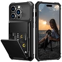 Nvollnoe Compatible with iPhone 15 Pro Case with Card Holder[Store 5 Cards] Dual Layer Heavy Duty Shockproof Wallet Case with Hidden Card Slot Large Storage Cover for Men&Women 6.1''(Black)