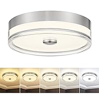 zeyu Ceiling Light Fixture 24W LED, 12 Inch Flush Mount Ceiling Light, Dimmable 5CCT Adjustable, 1517LM Brightness, Brushed Nickel Finish, ZTH98F-LED BN