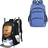 MATEIN Youth Baseball Bag, Softball Bag with Cleats Pocket for Girls, Boys, Adult, Large Laptop Backpack, Water Resistant 17 Inch Travel Laptop Backpack