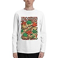 Rock Band T Shirts King Gizzard and Lizard Wizard Boy's Cotton Crew Neck Tee Long Sleeve Shirts White