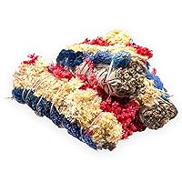 (3 Piece Sage Bundle) 3 Premium 4'' Long California White Sage + Sinuata (Patriotic Colors Red-White-Blue) | Smudging Kit for Love, Peace, Harmony, Home Cleansing, Meditation, Purifying