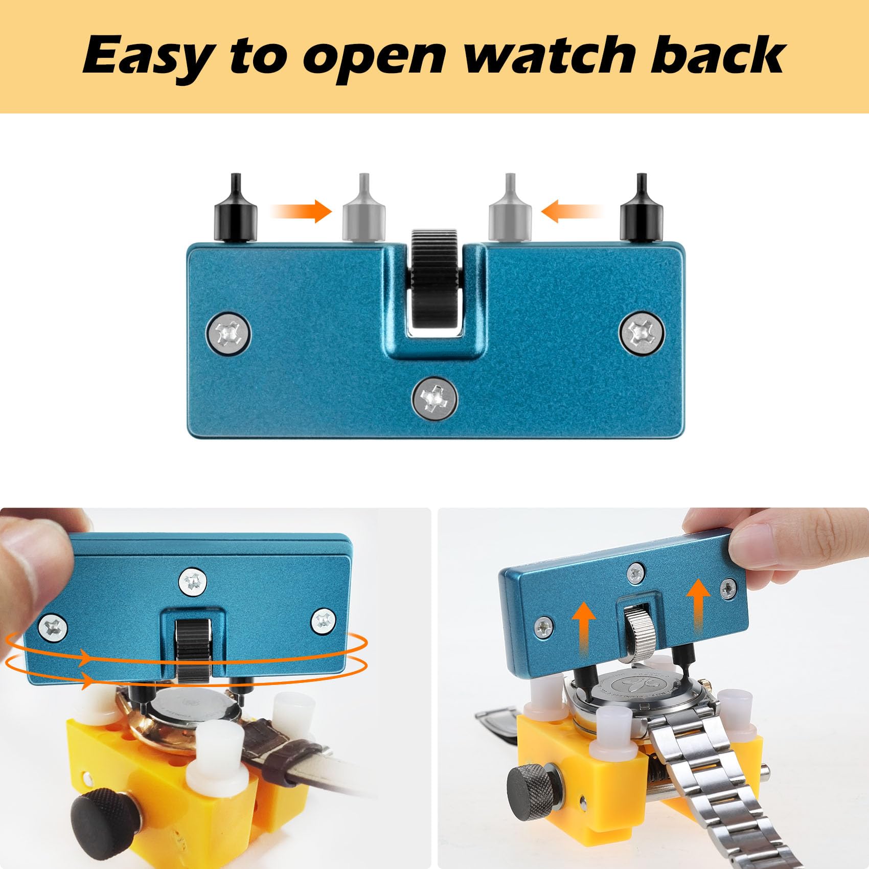 Vastar Watch Adjustable Opener Back Case Press Closer Remover Repair Watchmaker Tool and Watch Case Back Opener Repair Remover Holder Tool