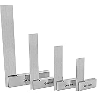 Groz 01111 Precision Machininist Steel Square Set, 4 Piece, 72-96 Micron Squareness