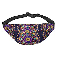 Mandala pattern Adjustable Belt Hip Bum Bag Fashion Water Resistant Hiking Waist Bag for Traveling Casual Running Hiking Cycling