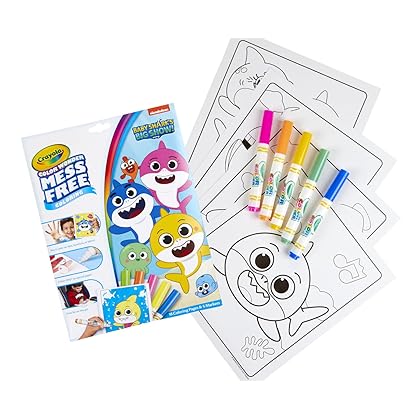 Crayola Baby Shark Color Wonder Pages (18 Pages & 5 Markers), Mess Free Coloring For Toddlers, Gift for Kids, Travel Activities