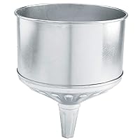 LUMAX LX-1708 Silver 8 Quart Galvanized Funnel with Removable Stainless-Steel Screen. Heavy-Duty Construction for Rugged use. Has a Fluted Bottom to Prevent Swirling.